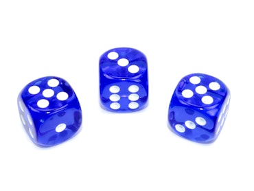Tärningar - Translucent 16mm d6 Blue/white Dice Block (12 dice)