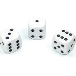 Tärningar - Opaque 16mm d6 White/black Dice Block™ (12 dice)