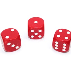 Tärningar - Opaque 16mm d6 Red/white Dice Block (12 dice)