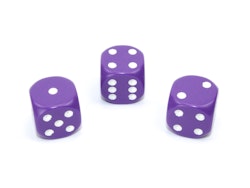 Tärningar - Opaque 16mm d6 Purple/white Dice Block (12 dice)