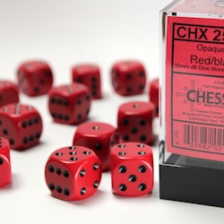 Tärningar - Opaque 16mm d6 Red/black Dice Block™ (12 dice)