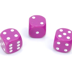 Tärningar - Opaque 16mm d6 Lt Purple/white Dice Block (12 dice)