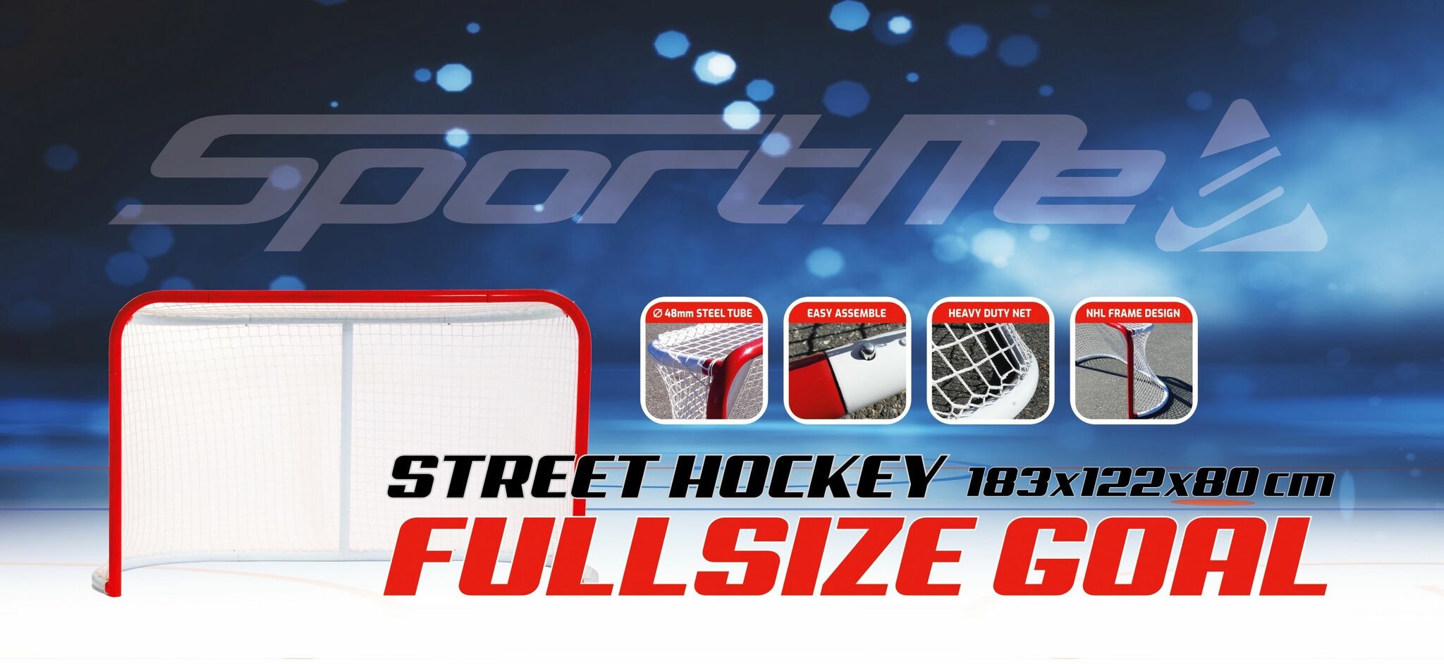 Streethockeymål Fullsize förpackning, Framsida