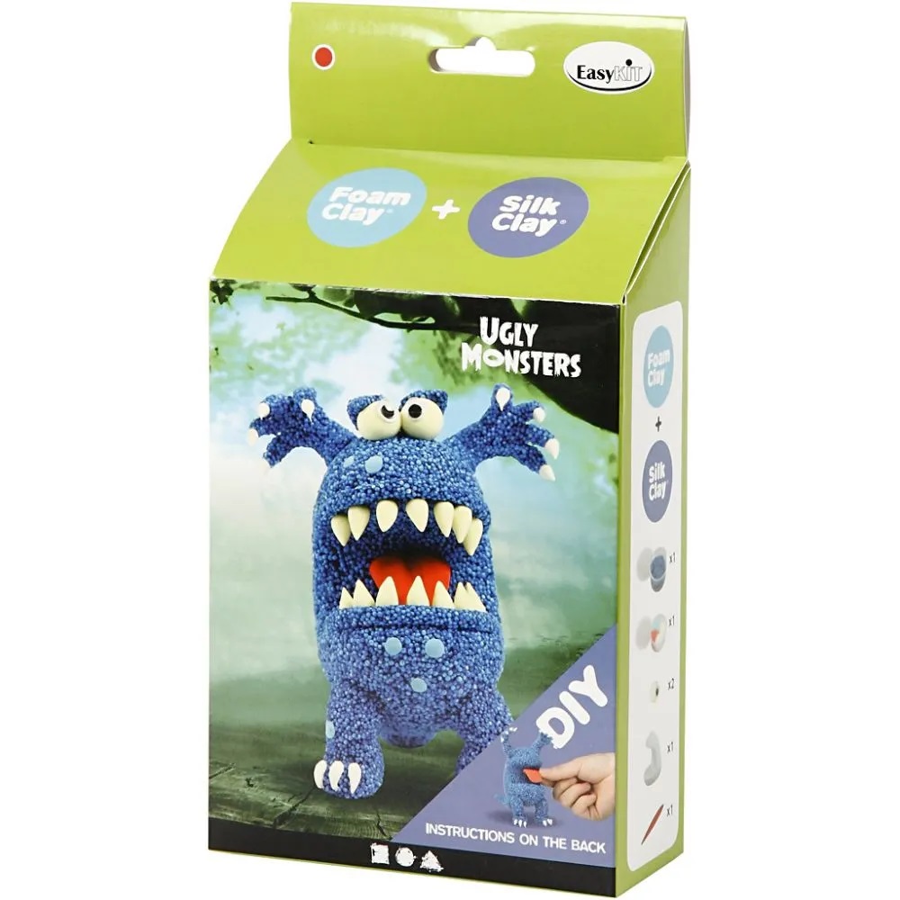 Kreativt kit – Blått Monster, förpackning snett framifrån