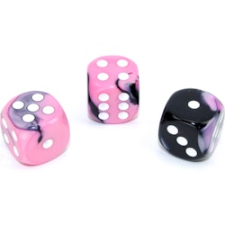 Tärningar - Gemini 16mm d6 Black-Pink/white Dice Block (12 dice)