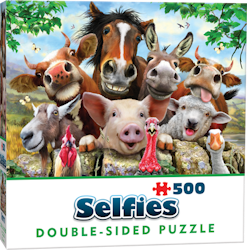 Cheatwell - Selfie Farm Friends | Dubbelsidigt pussel | 500 Bitar