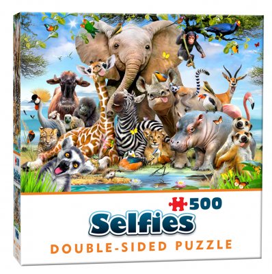 Dubbelsidigt pussel - Selfie Wild, 500 Bitar, Förpackning