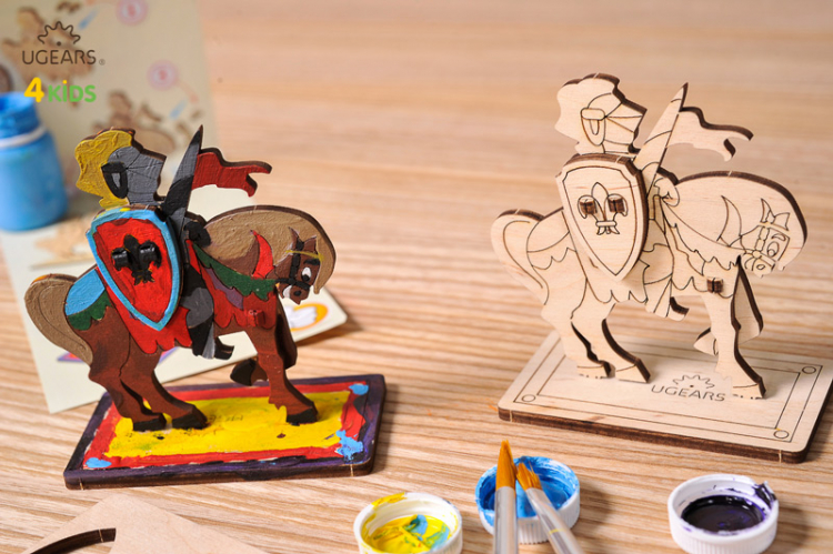 Riddare på häst – Byggsats i trä, målad