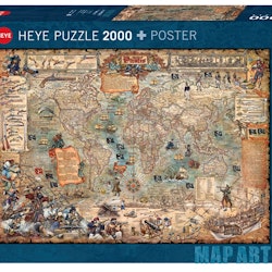 Vintage Pussel - Fine Art Map Pirate World | 2000 Bitar pussel