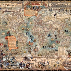 Vintage Pussel - Fine Art Map Pirate World | 2000 Bitar pussel
