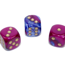 Tärningar - Gemini 16mm d6 Blue-Purplegold Dice Block (12 dice)