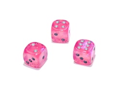 Tärningar - Borealis 16mm d6 Pink/silver Luminary Dice Block (12 dice)