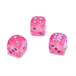 Tärningar - Borealis 16mm d6 Pink/silver Luminary Dice Block (12 dice)