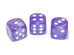 Tärningar - Borealis 16mm d6 Purple/white Luminary Dice Block (12 dice)