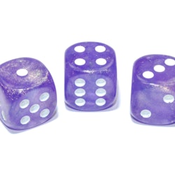 Tärningar - Borealis 16mm d6 Purple/white Luminary Dice Block (12 dice)