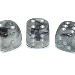 Tärningar - Borealis 16mm d6 Light Smoke/silver Luminary Dice Block (12 dice)