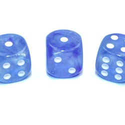 Tärningar - Borealis 16mm d6 Sky Blue/white Luminary 16mm d6 Dice Block (12 dice)