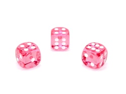 Tärningar - Translucent 16mm d6 Pink/white Dice Block (12 dice)