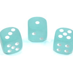 Tärningar - Frosted 16mm d6 Teal/white Dice Block (12 dice)