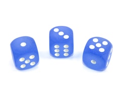 Tärningar - Frosted 16mm d6 Blue/white Dice Block (12 dice)