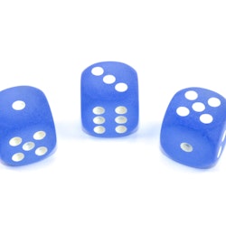 Tärningar - Frosted 16mm d6 Blue/white Dice Block (12 dice)