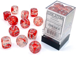 Tärningar - Nebula 16mm d6 Red-silver Luminary Dice Block (12 dice)