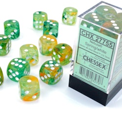 Tärningar - Nebula 16mm d6 Spring/white Luminary Dice Block (12 dice)