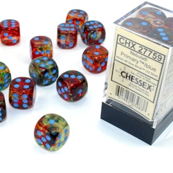 Tärningar - Nebula 16mm d6 Primary/blue Luminary Dice Block (12 dice)