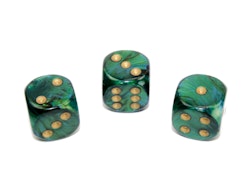 Tärningar - Scarab 16mm d6 Jade/gold Dice Block (12 dice)