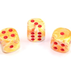 Tärningar - Festive 16mm d6 Sunburst/red Dice Block (12 dice)