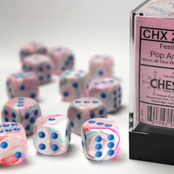 Tärningar - Festive 16mm d6 Pop Art/blue Dice Block (12 dice)