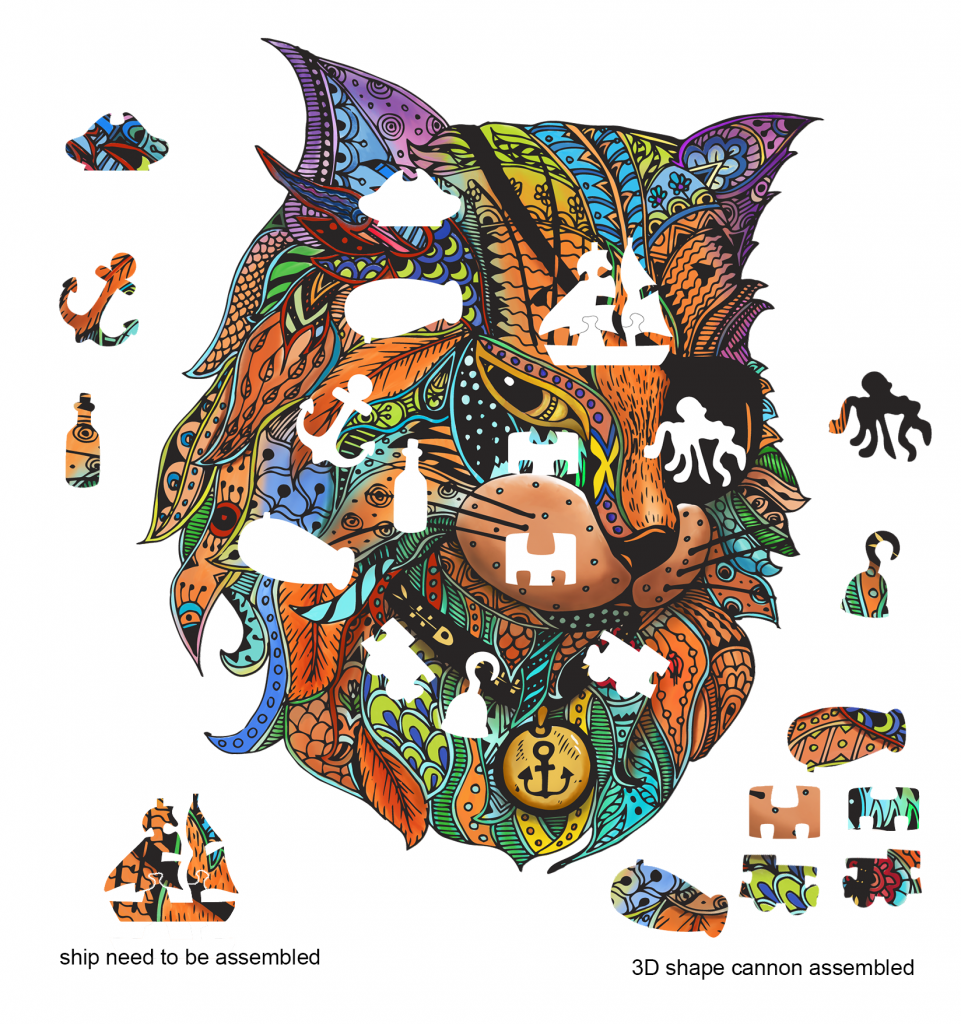 Pussel – Rainbowooden Puzzles | Pirate Cat