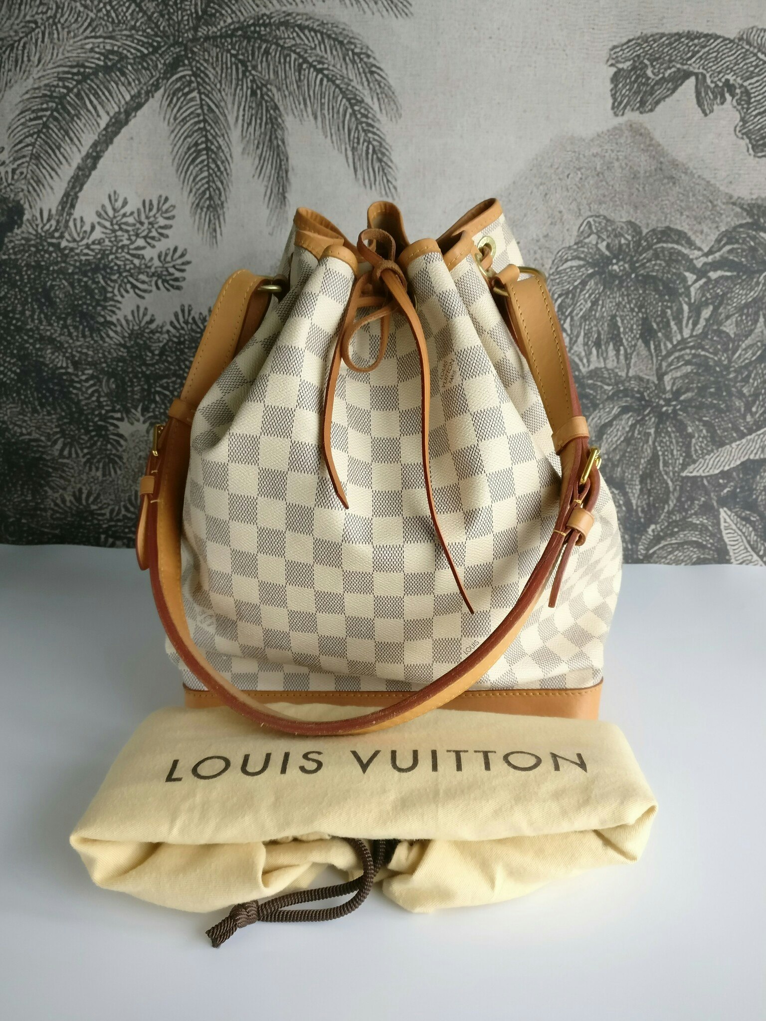 Louis Vuitton White Damier Azur Canvas Noe BB Bucket Bag Louis Vuitton