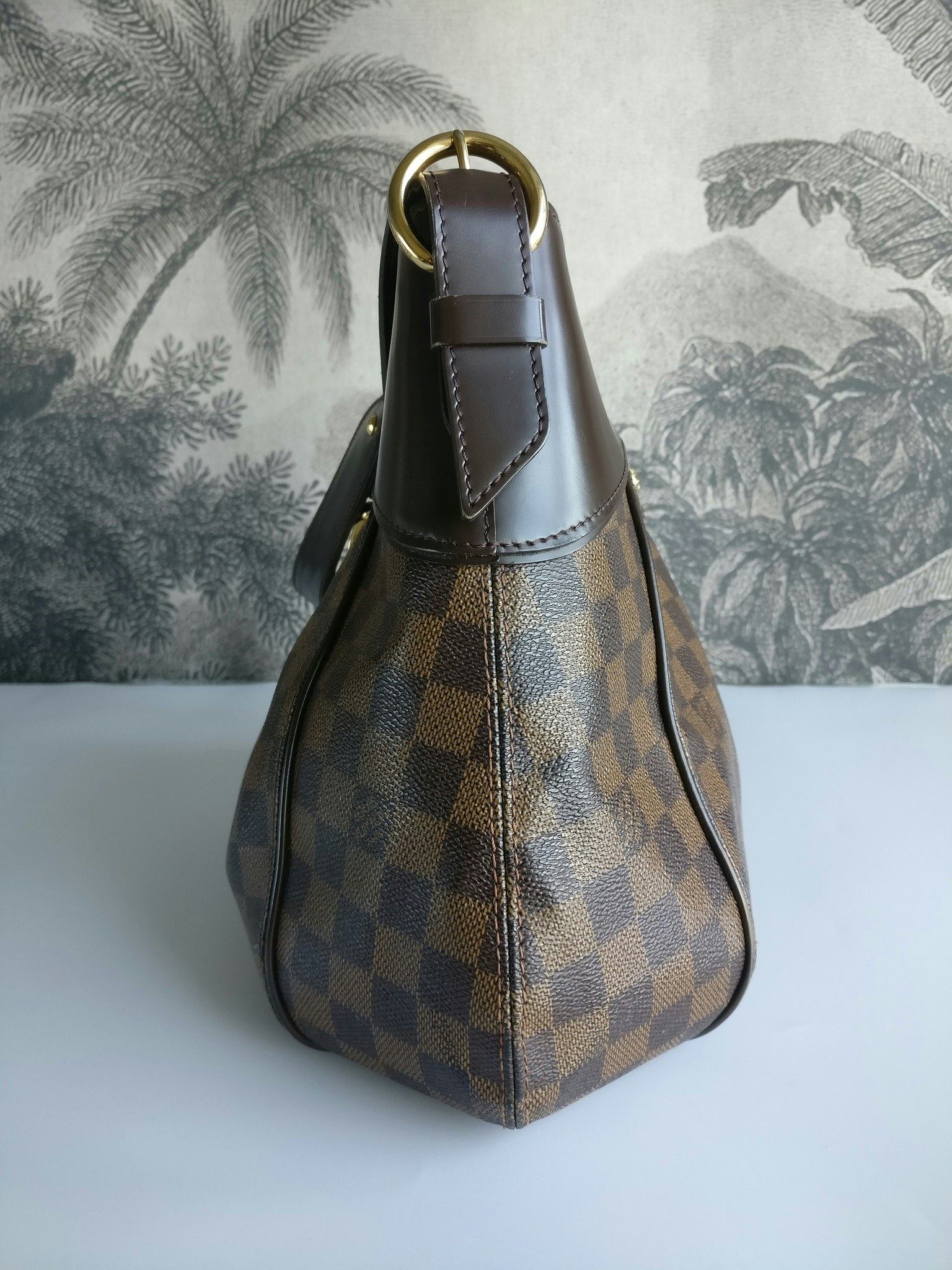 LOUIS VUITTON Women Sistina MM Damier Ebene Shoulder Bag Brown