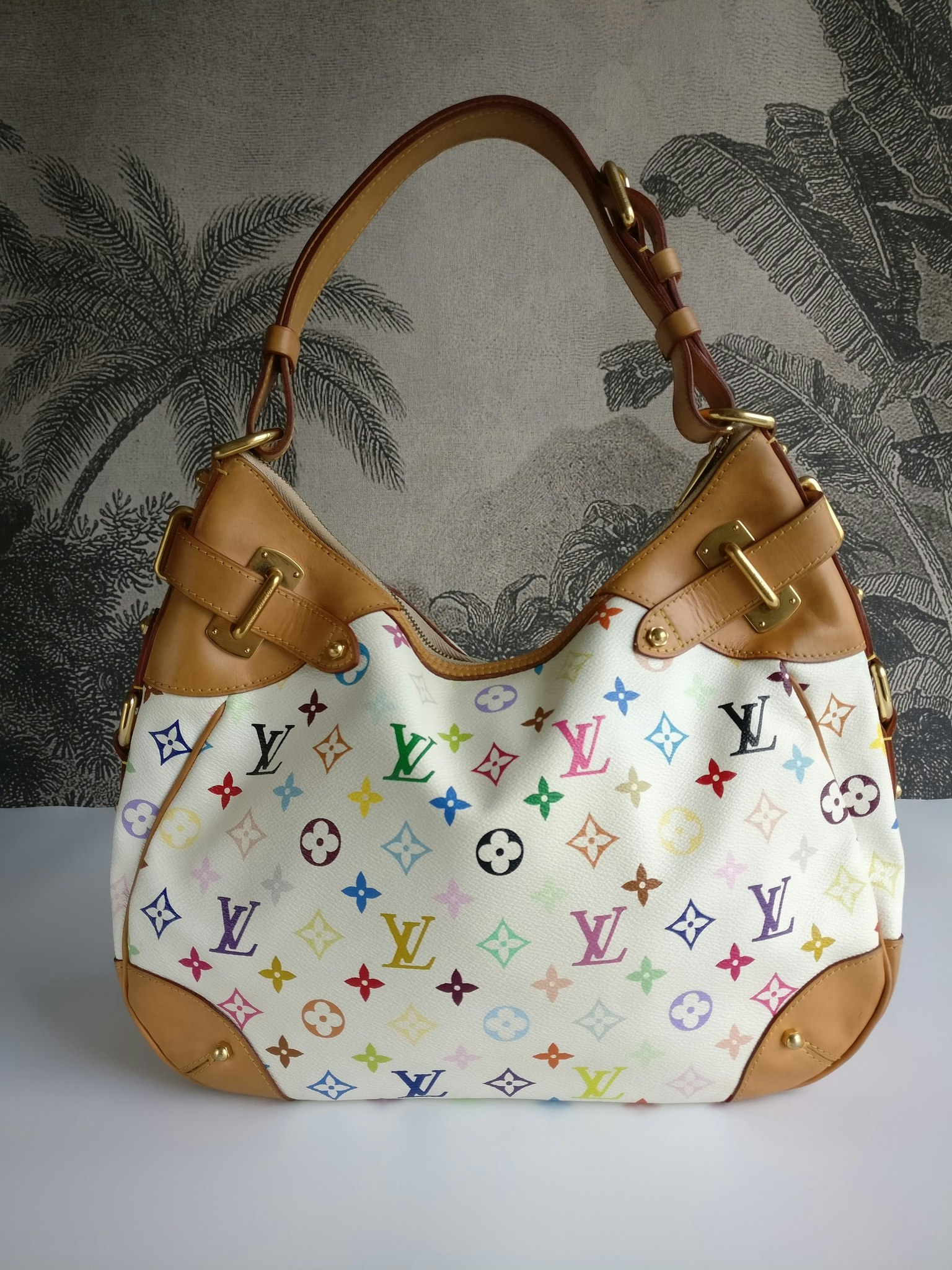Louis Vuitton Pattern Print, White Monogram Multicolore Greta Bag