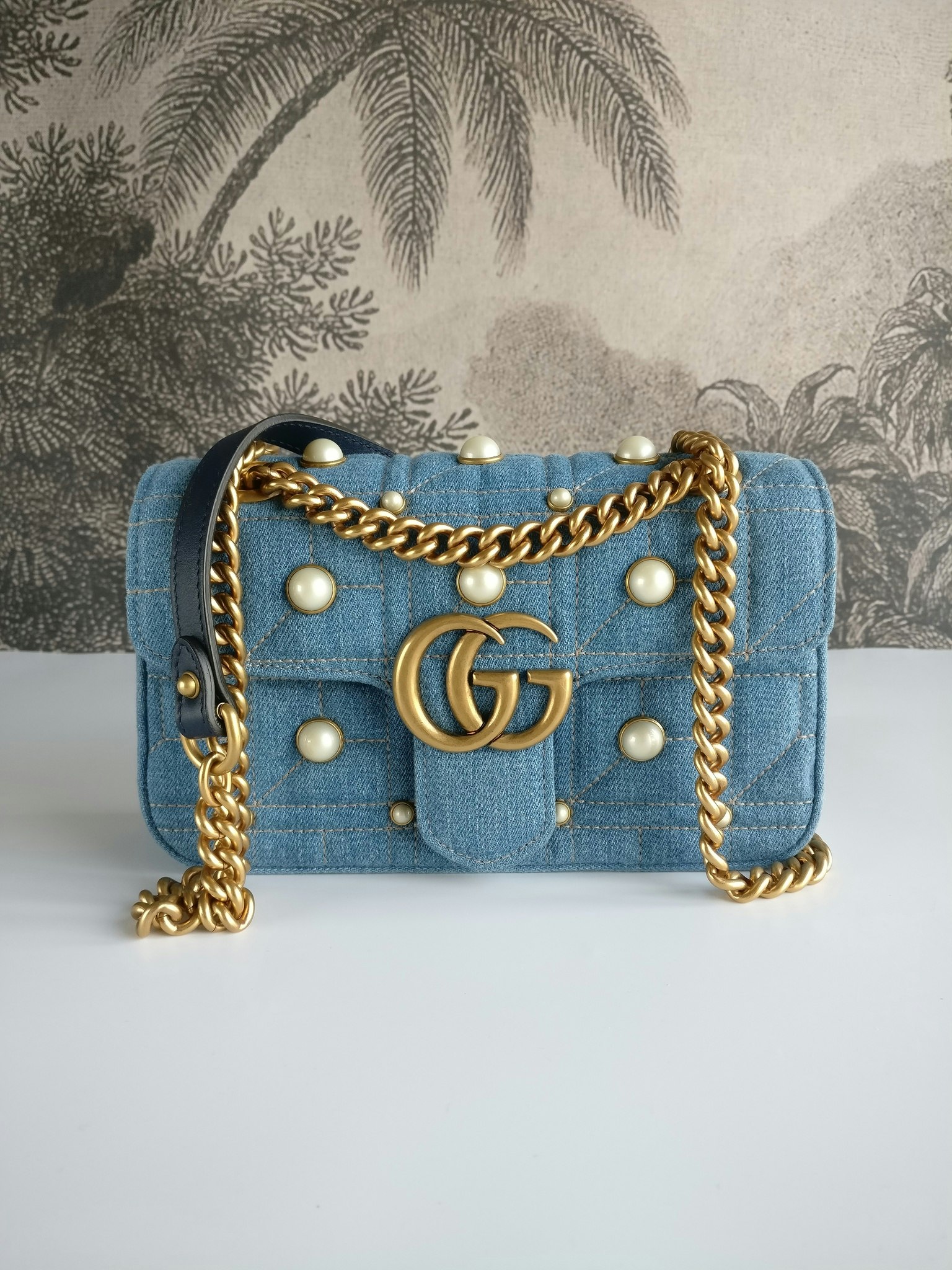 Gucci Pearly GG Marmont Flap Denim - Good or Bag
