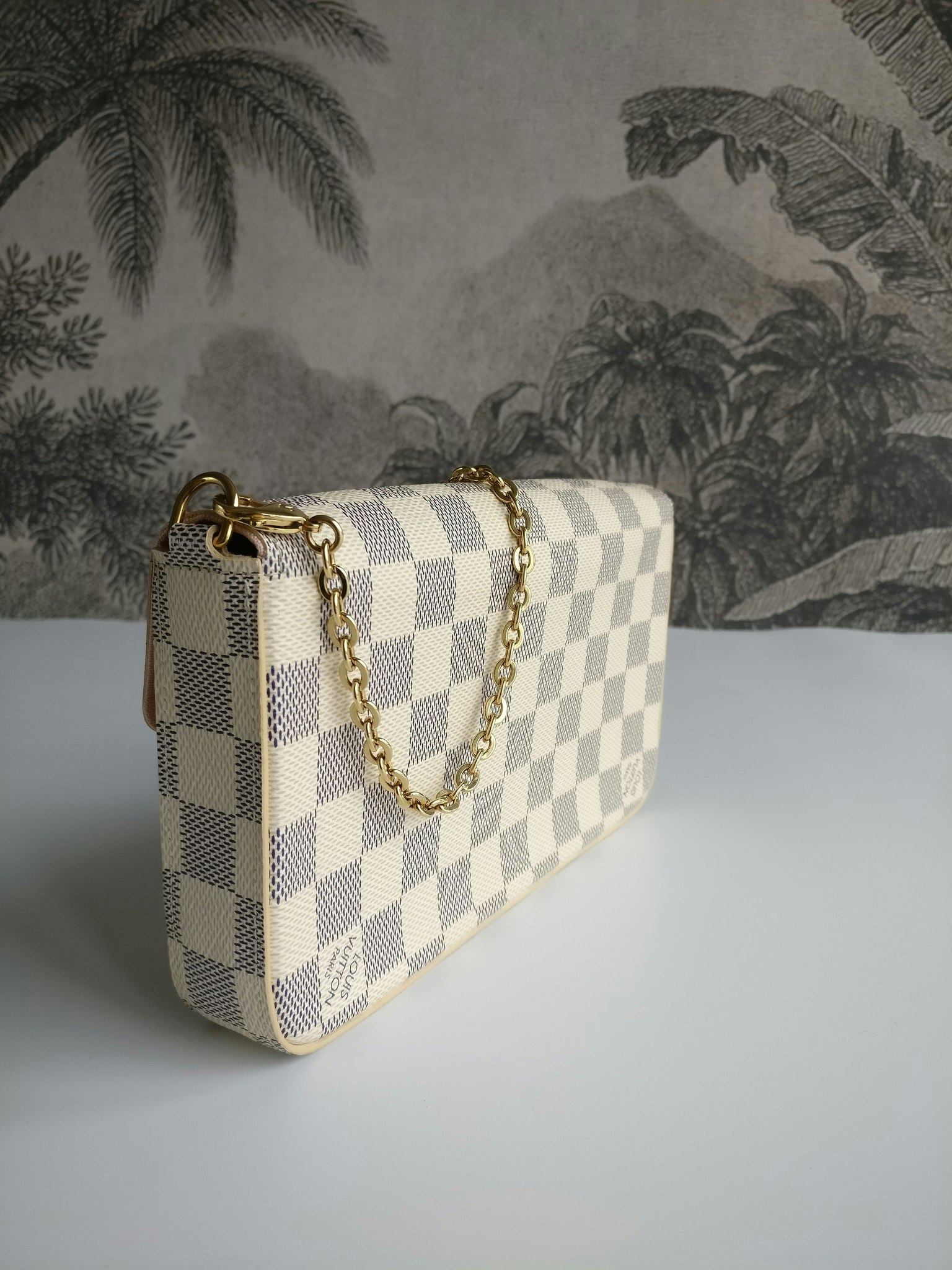 Louis Vuitton Damier Azur Pochette Felicie Chain Wallet