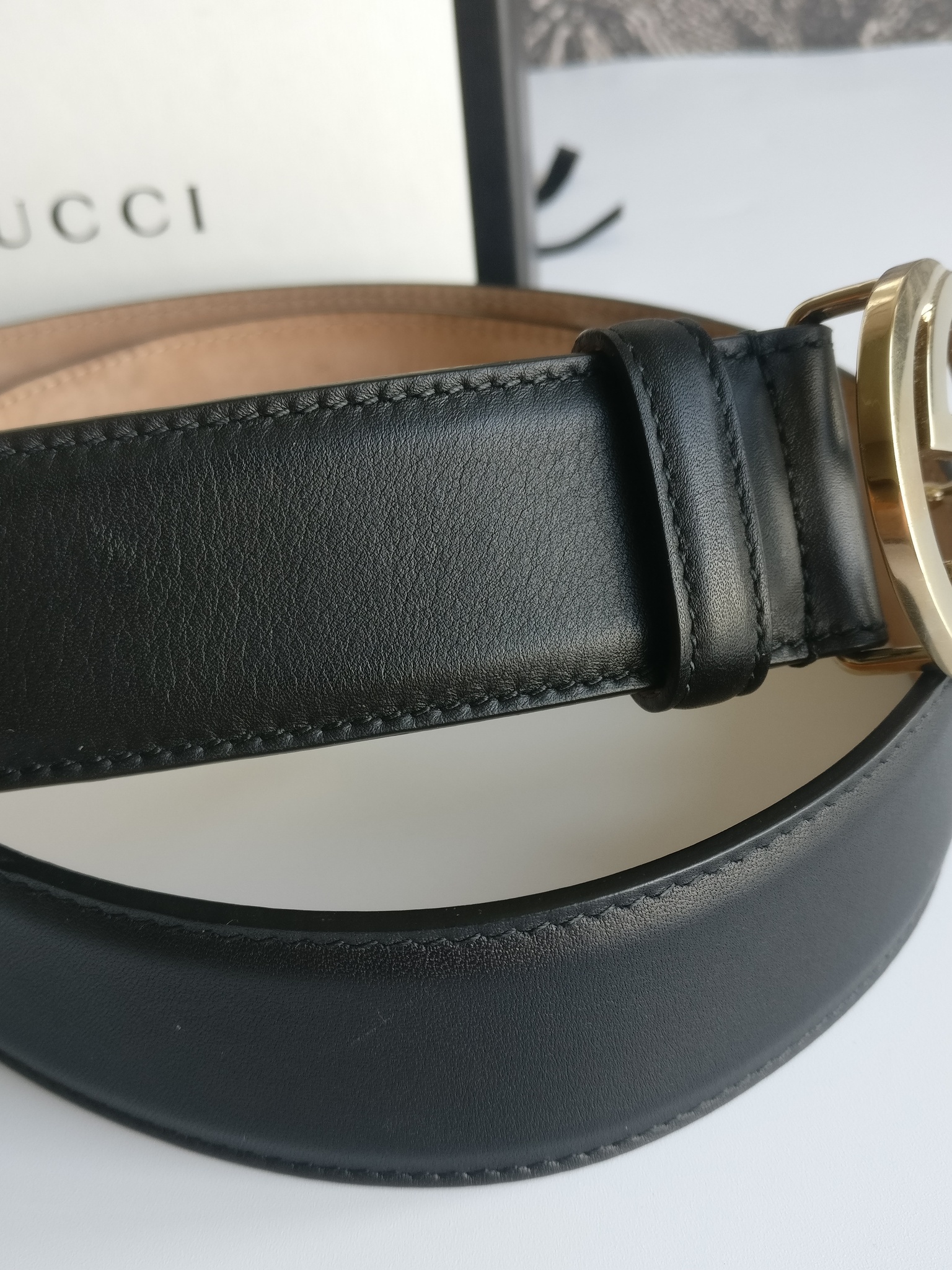 Gucci leather belt GG 85