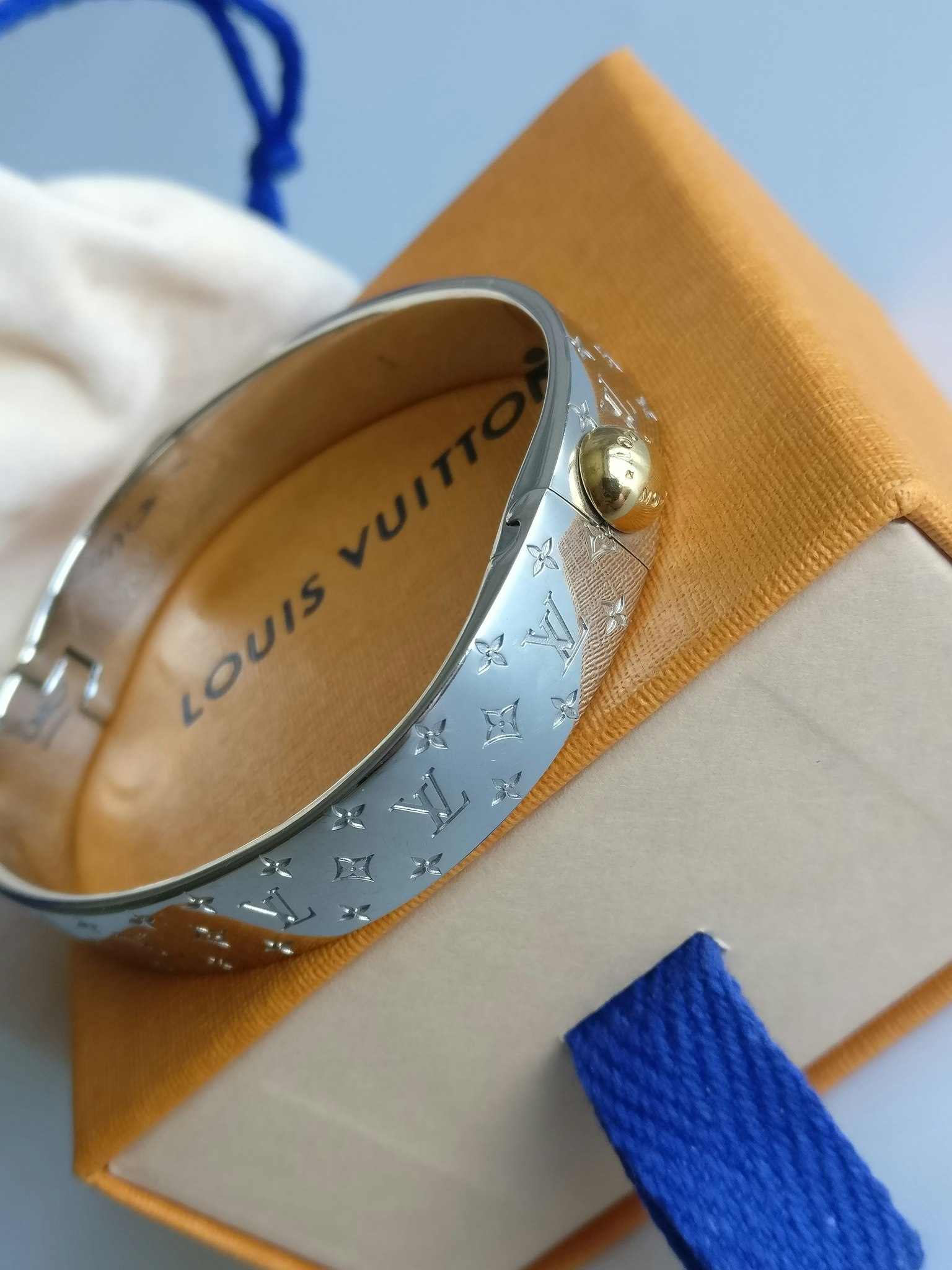 Louis Vuitton Nanogram Cuff Silver Tone Bracelet S at 1stDibs  pillow nanogram  bracelet, louis vuitton nanogram bracelet silver, louis vuitton pillow nanogram  bracelet
