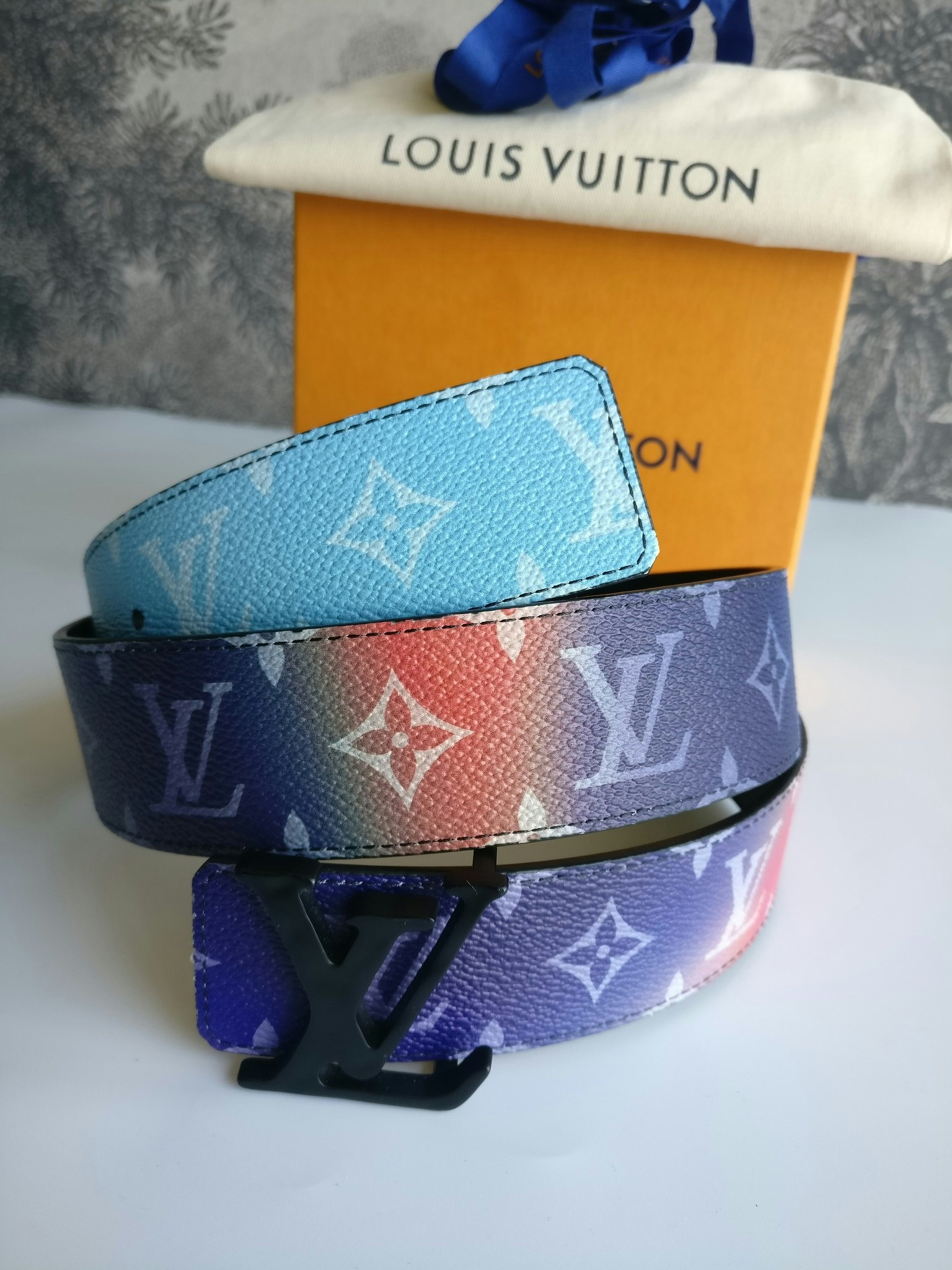 Louis Vuitton Blue Cloud Monogram Belt