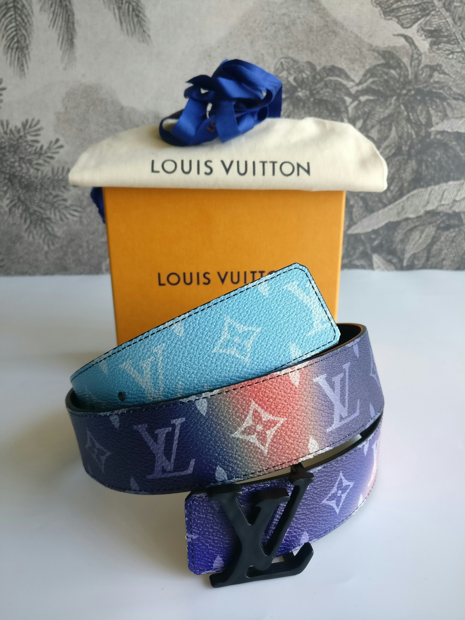 Louis Vuitton Orange Sunset Vernis Belt 80cm