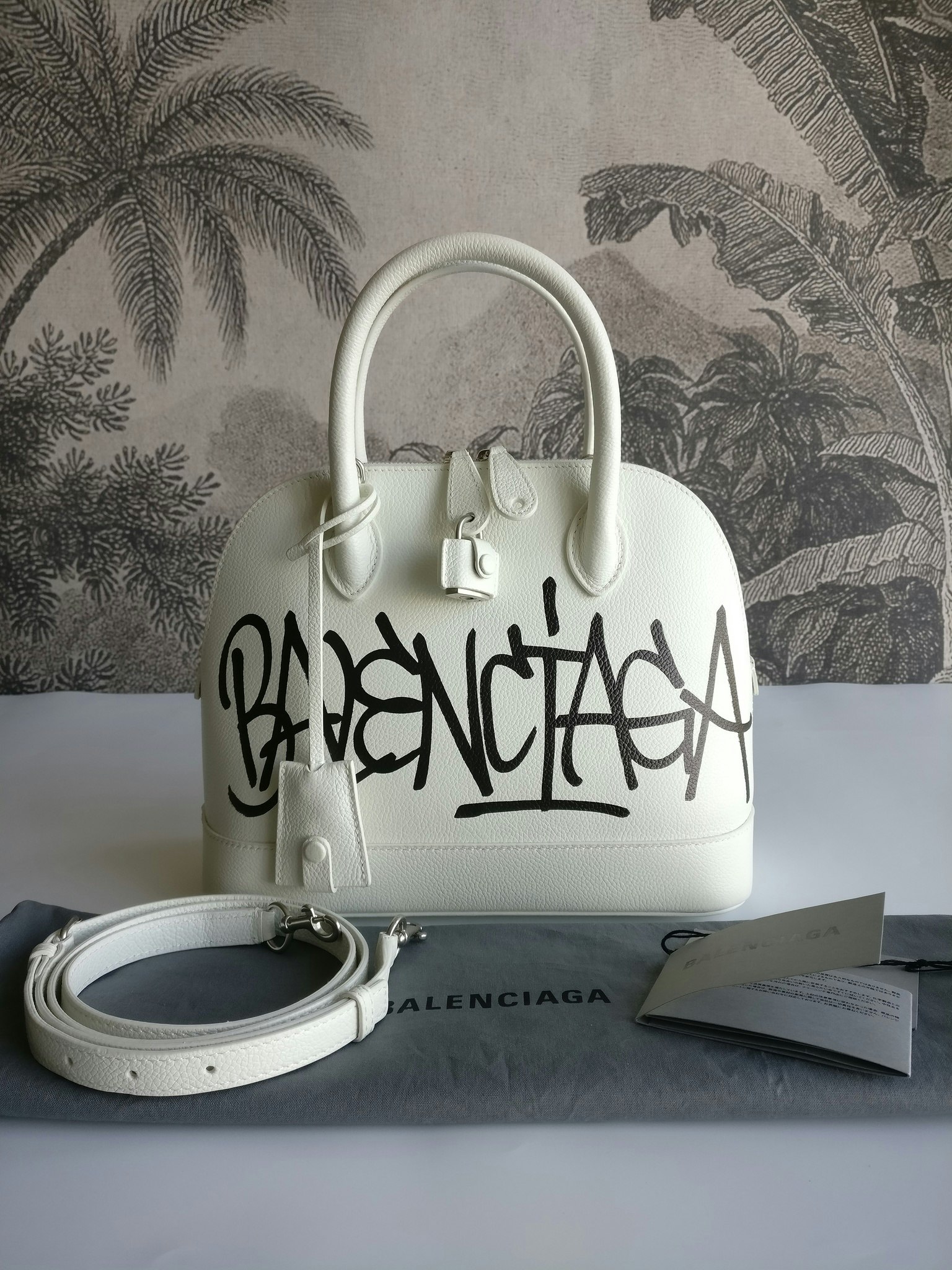 Balenciaga Small Ville Top Handle Bag in White & Black