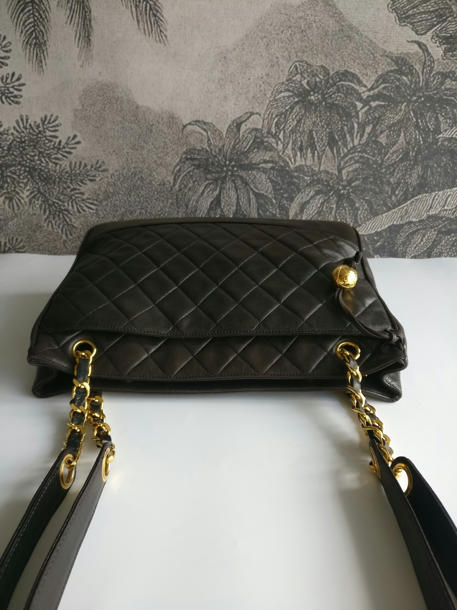 Chanel shopper quilted tote black lambskin