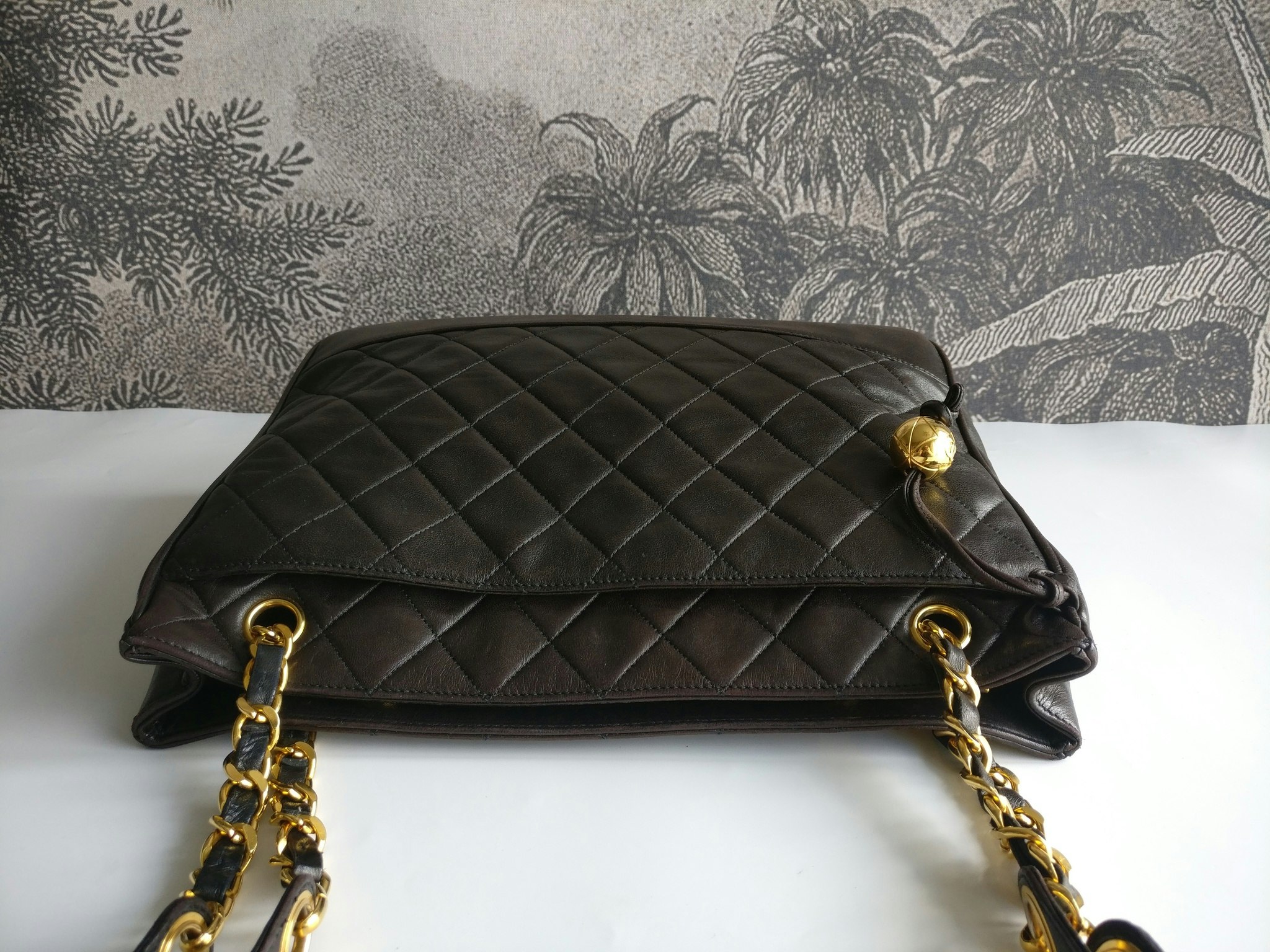 Chanel shopper quilted tote black lambskin