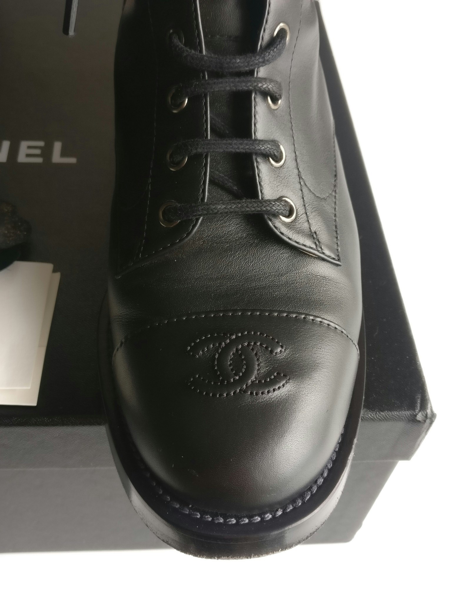 Chanel Lace Up Combat Boots