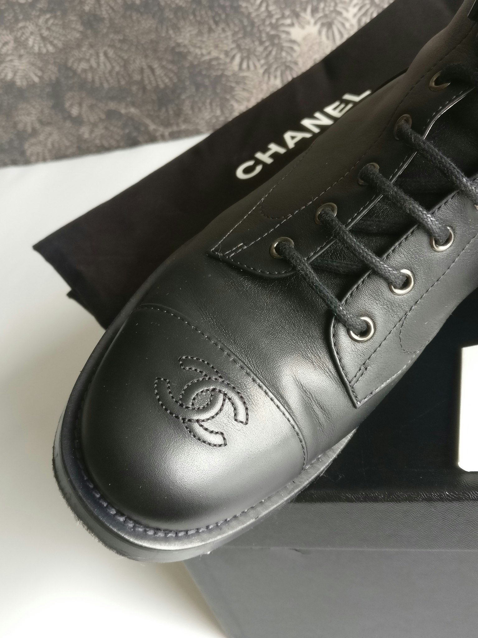 Chanel Lace Up Combat Boots