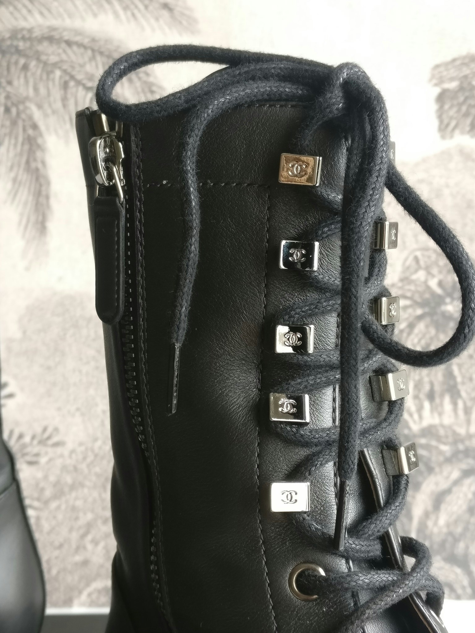 Chanel Lace Up Combat Boots