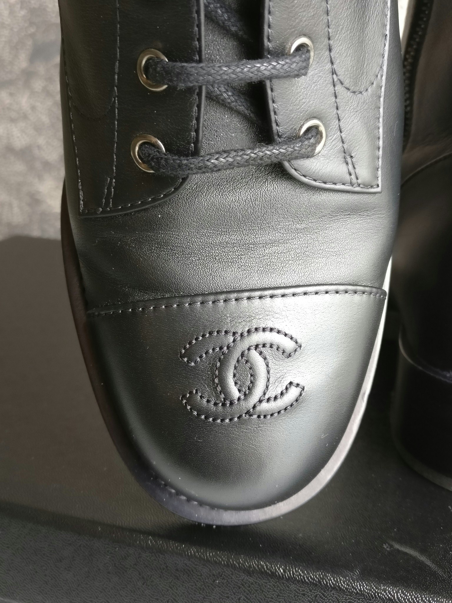Chanel Lace Up Combat Boots