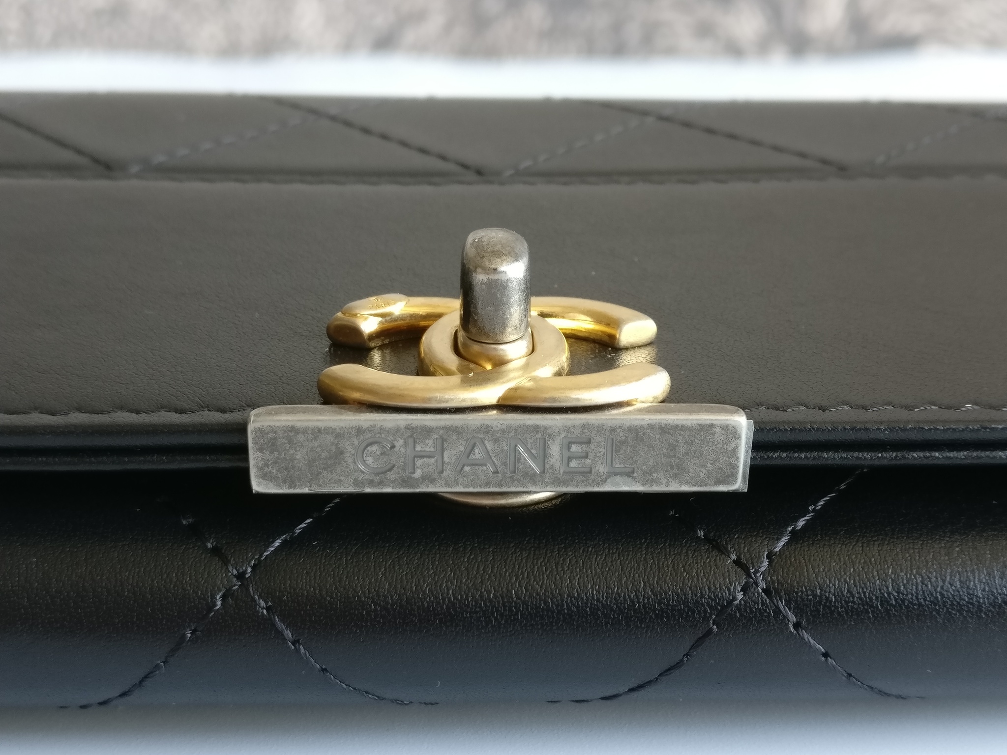 Chanel wallet black calf leather