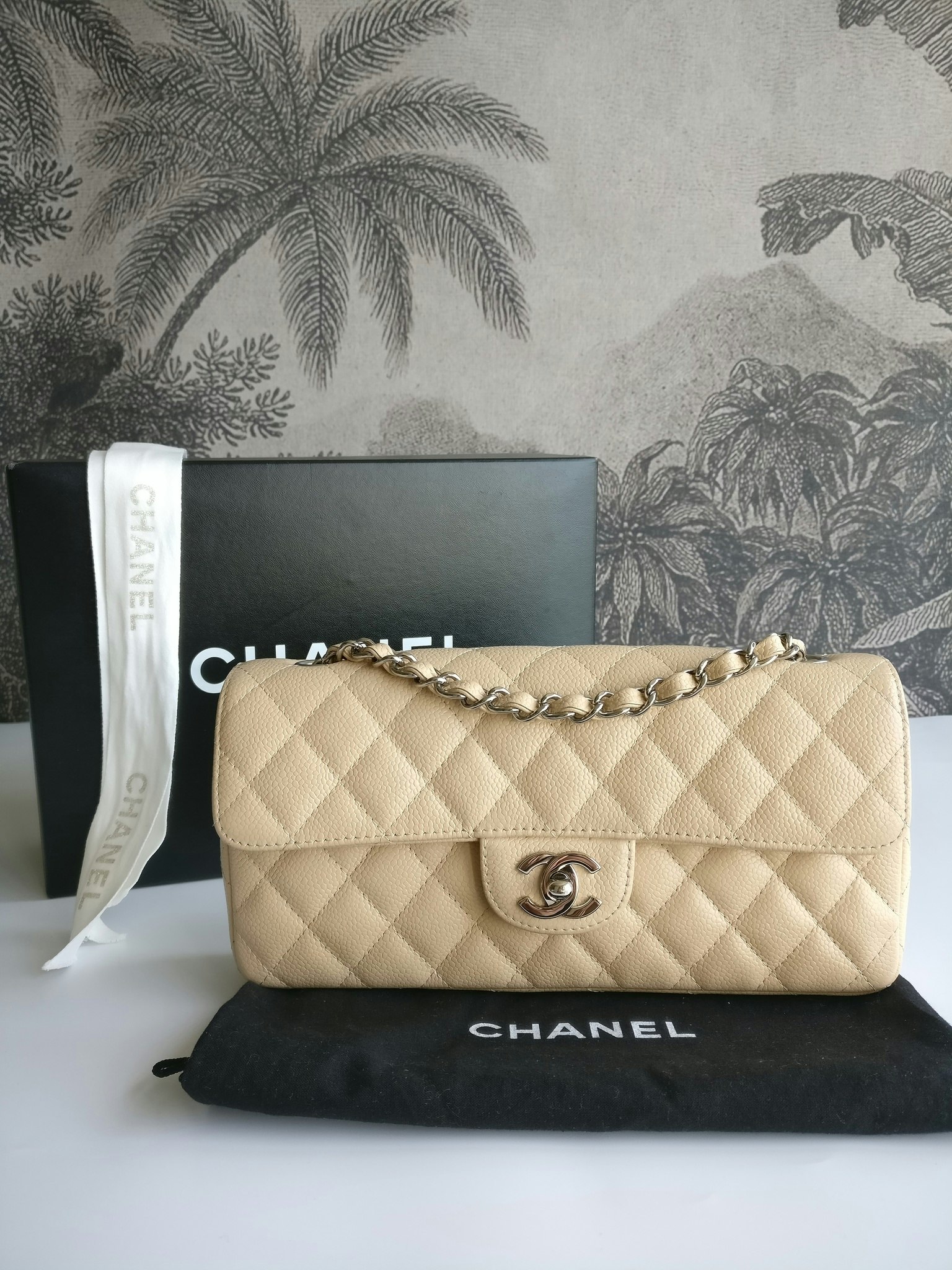 Chanel East West flap bag caviar